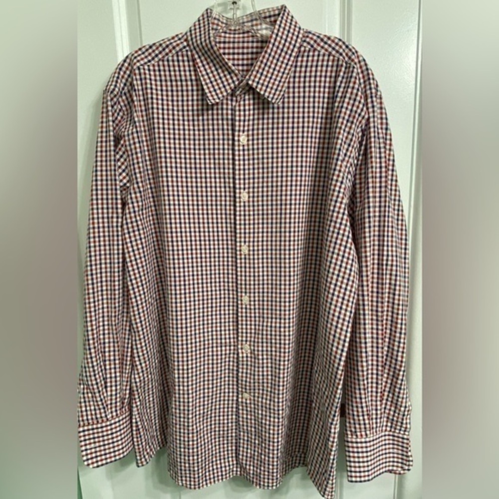 💙 J. Hilburn Red and blue checked shirt XL